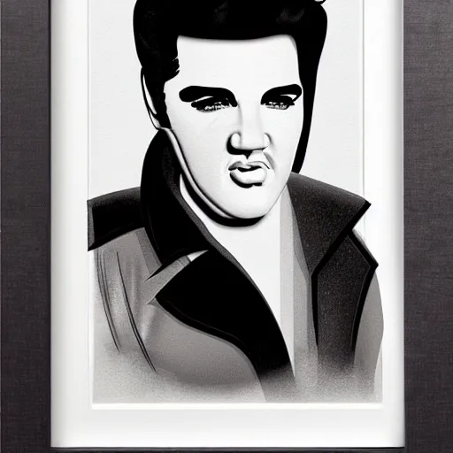 Image similar to caricature of elvis presley, style of archille superbi