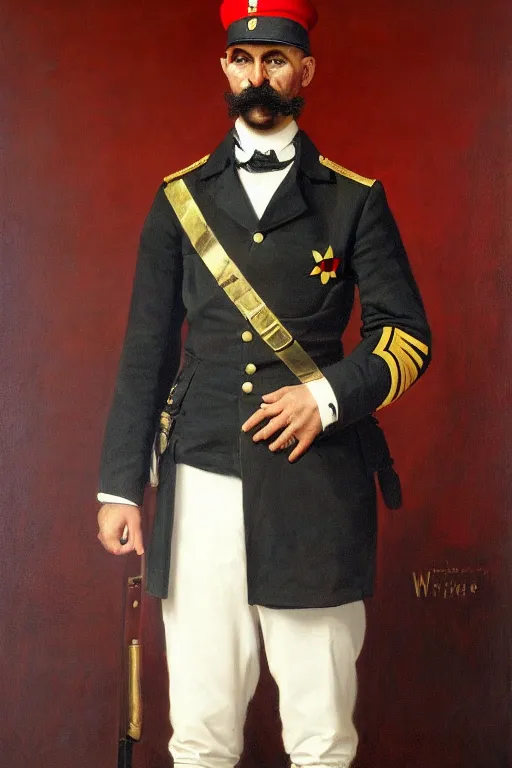 Image similar to full body portrait of the dictator of the chicago bulls, 1 8 8 9, in full military garb, oil on canvas by william sidney mount, trending on artstation