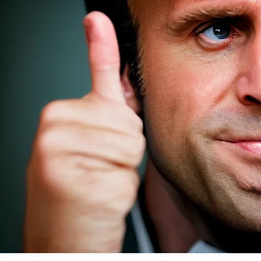 Prompt: closeup portrait of emmanuel macron dressed as napoleon crying thumbs up, natural light, sharp, detailed face, magazine, press, photo, steve mccurry, david lazar, canon, nikon, focus