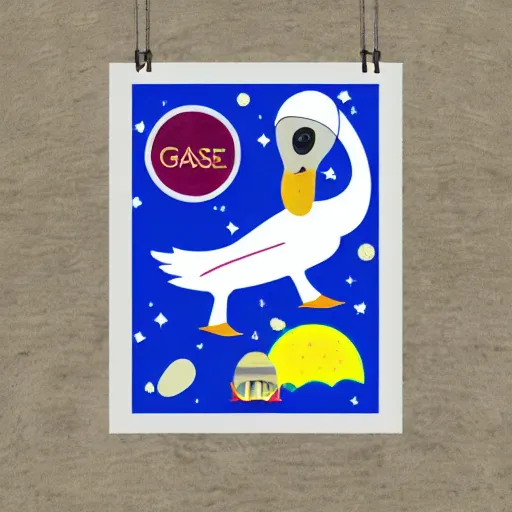 Image similar to in space a goose is honking