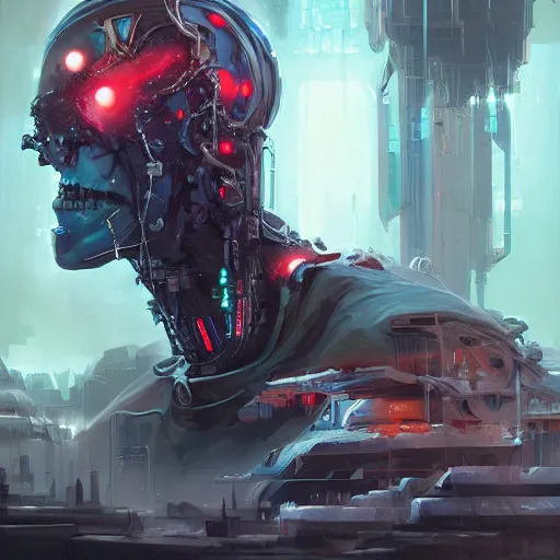 Image similar to portrait of a cybernetic frankenstein, cyberpunk concept art by pete mohrbacher and artgerm and wlop and greg rutkowski and deathburger, digital art, highly detailed, intricate, sci-fi, sharp focus, Trending on Artstation HQ, deviantart, unreal engine 5, 4K UHD image