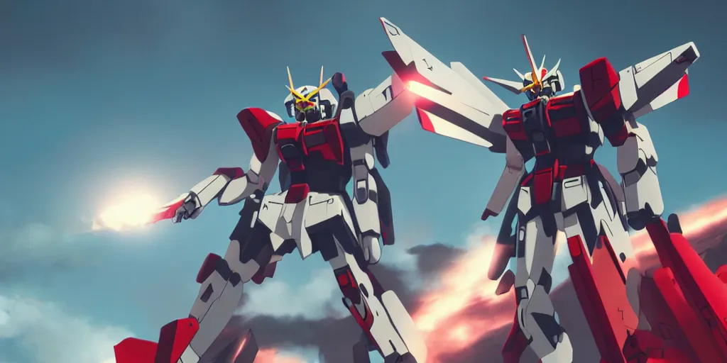 Image similar to socialist gundam flying in the sky, socialist poster, highly detailed, digital painting, trending artstation, concept art, cinematic lighting,, epic, octane render,