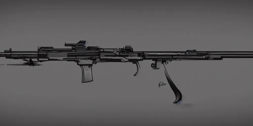 Image similar to a futuristic rifle designed by jsezz john seru and aaron de leon concept art, matte, sharp focus, illustration