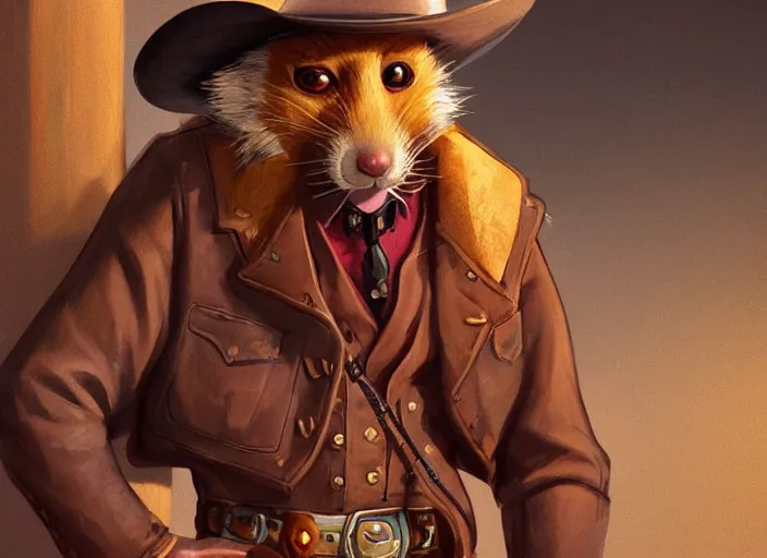 Image similar to character portrait feature of the anthro male anthropomorphic rat fursona wearing cowboy outfit wild west desperado sitting in an old monte carlo, a man whose heart is hollow, character design stylized by charlie bowater, ross tran, artgerm, makoto shinkai, detailed, soft lighting, rendered in octane