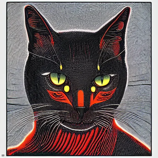 Image similar to dimitri the black cat in kremlin red square “ aaron horkey ” silkscreen poster