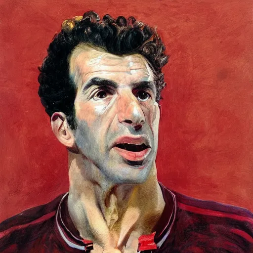 Prompt: portrait of luis figo, painting by paula rego, high detail, high resolution