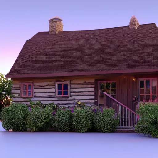 Prompt: cottage core, ultra realistic, 3D render, cozy