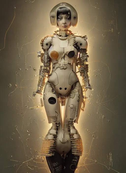 Image similar to portrait of a futuristic geisha cyborg, in the style of ghost in the shell, kintsugi, modern fine art, fractal, intricate, elegant, highly detailed, digital photography, subsurface scattering, by jheronimus bosch and greg rutkowski,