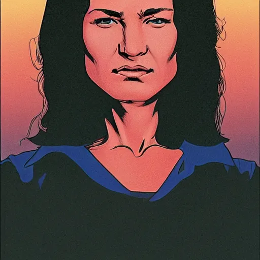 Image similar to gina carano retro minimalist portrait by jean giraud, moebius starwatcher comic, 8 k