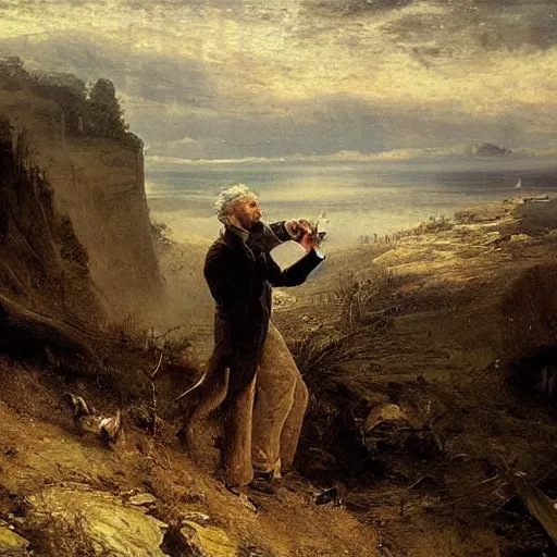 Prompt: the last selfie on the earth by achenbach, andreas
