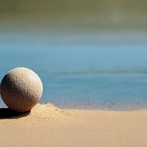 Image similar to ball made of Sand floating above water