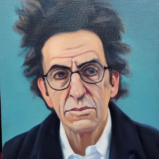 Prompt: A portrait of Rick Sanchez, oil painting