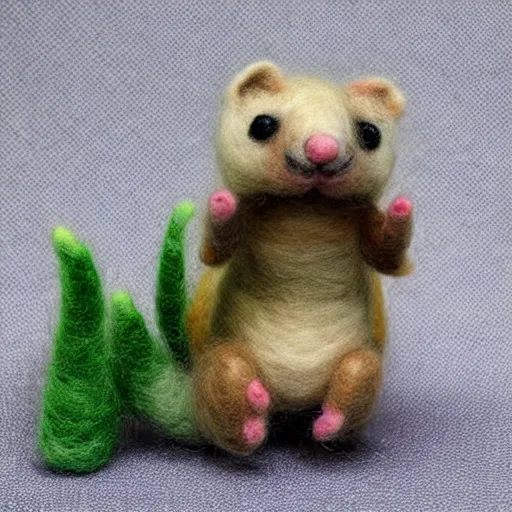 Image similar to a needle felted ferret, needle felting art.