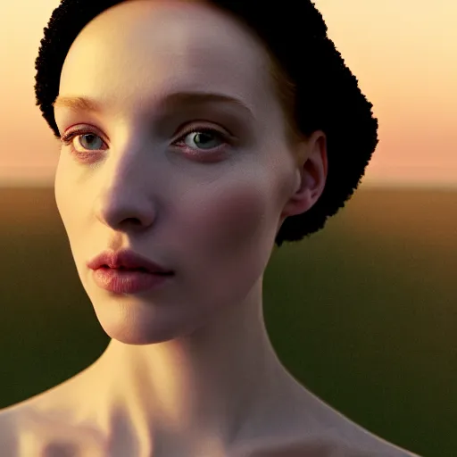 Image similar to photographic portrait of a stunningly beautiful english renaissance female in soft dreamy light at sunset, beside the sea, soft focus, contemporary fashion shoot, in a denis villeneuve and tim burton movie, by edward robert hughes, annie leibovitz and steve mccurry, david lazar, jimmy nelsson, extremely detailed, breathtaking, hyperrealistic, perfect face, octane render