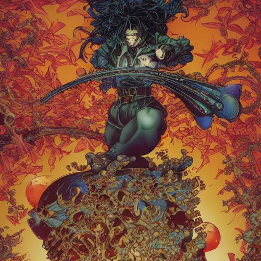 Image similar to crazy chef, by yoichi hatakenaka, masamune shirow, josan gonzales and dan mumford, ayami kojima, takato yamamoto, barclay shaw, karol bak