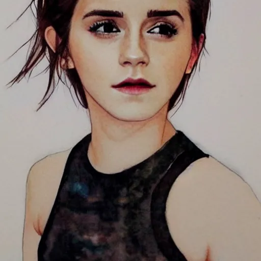 Prompt: emma watson, korean kpop idol, watercolor