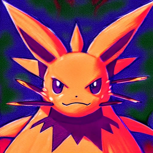 Image similar to pink and orange pokemon portrait drawn grind core album cover art, conceptual mystery pokemon, intricate detailed painting, illustration sharp detail, manga 1 9 9 0