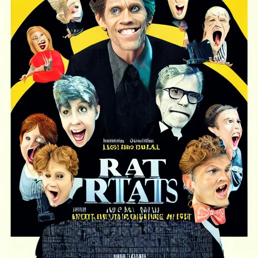 Prompt: movie poster of rats, a musical about singing rats, starring willem dafoe