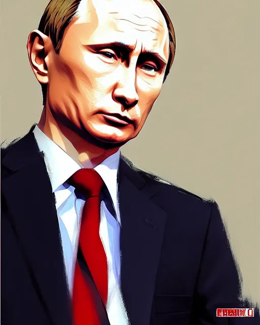 Prompt: portrait Anime guy as Putin. fine-face, pretty face, realistic shaded Perfect face, fine details. Anime. realistic shaded lighting by Ilya Kuvshinov WLOP Michael Garmash and Rob Rey in official suit