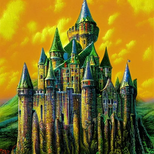 Prompt: draculas castle painted by tim white