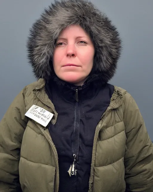 Prompt: a police mugshot of nadine thompson in svalbard & jan mayen islands