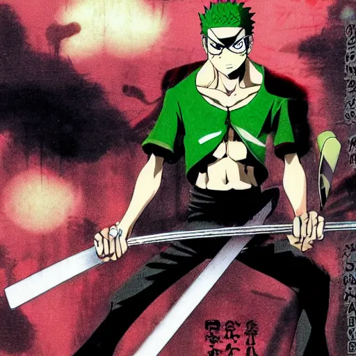 Image similar to roronoa zoro playing videogames, manga by eiichiro oda