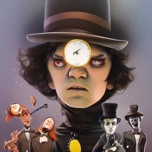 Image similar to clockwork orange in Pixar style by Stanley Artgerm and Tom Bagshaw