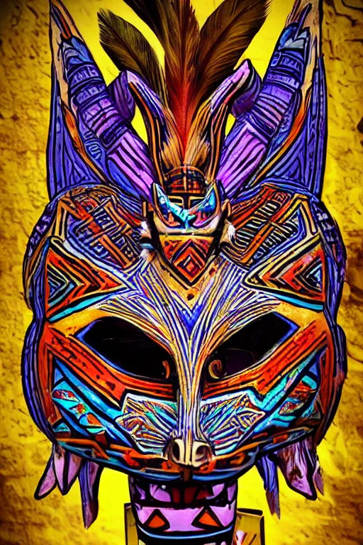 Prompt: totem animal tribal chaman vodoo mask feather gemstone plant video game illustration vivid colorful borderlands and by feng zhu radiating a glowing aura