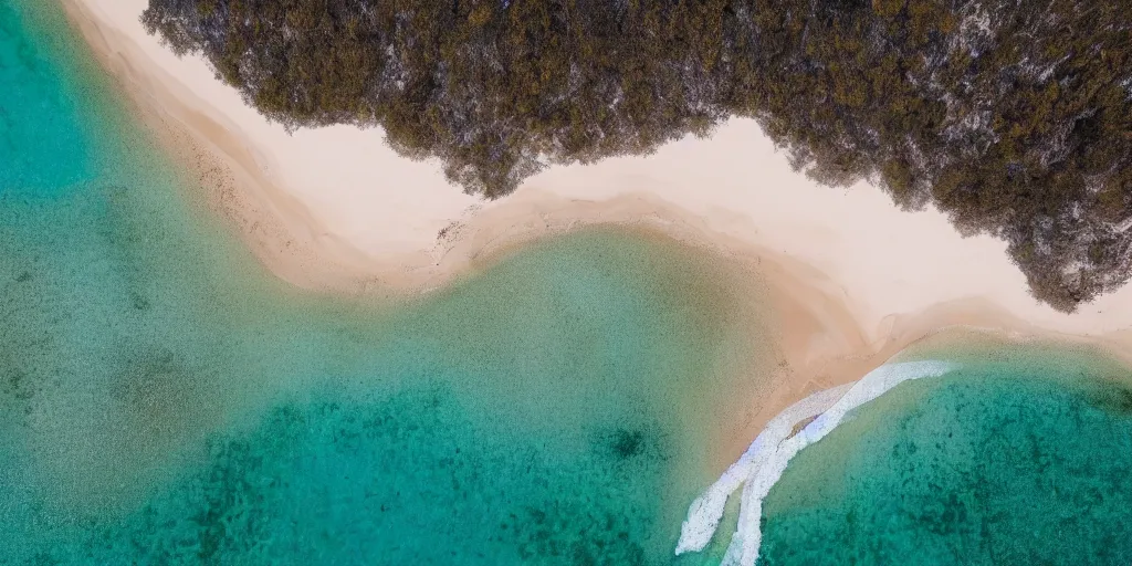 Prompt: aerial drone photograph of a beautiful beach in western Australia, high quality, award winning, 8k,