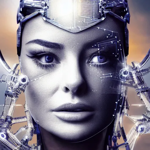 Image similar to beautiful centered Fine art photo portrait of sleepy young Carmen Electra as a solarpunk robotic humanoid, white mechanical parts with led lights, photorealistic, white background, highly detailed and intricate, sunset lighting, HDR 8k