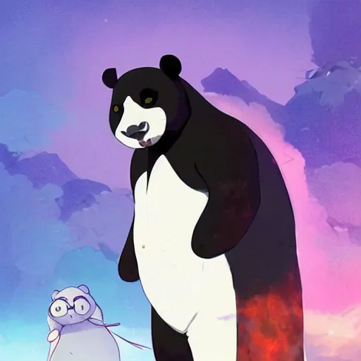 Image similar to a panda wearing a lab coat, illustration concept art anime key visual trending pixiv fanbox by wlop and greg rutkowski and makoto shinkai and studio ghibli and kyoto animation symmetrical facial features