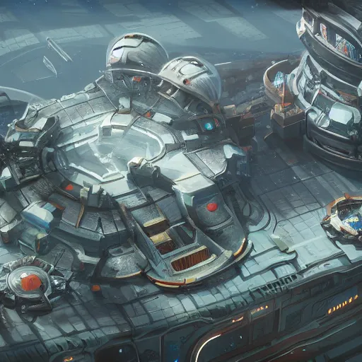 Image similar to space base, futuristic kitbash, jama jurabaev, tyler edlin, james paick, emmanuel shiru, victor mosquera, modular detailed, artstation, for aaa game, high quality