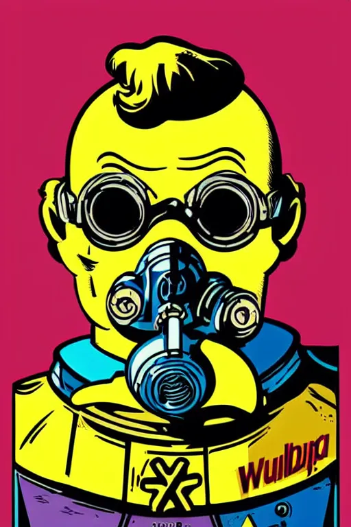 Image similar to fallout 7 6 retro futurist illustration art by butcher billy, sticker, colorful, illustration, highly detailed, simple, smooth and clean vector curves, no jagged lines, vector art, smooth andy warhol style