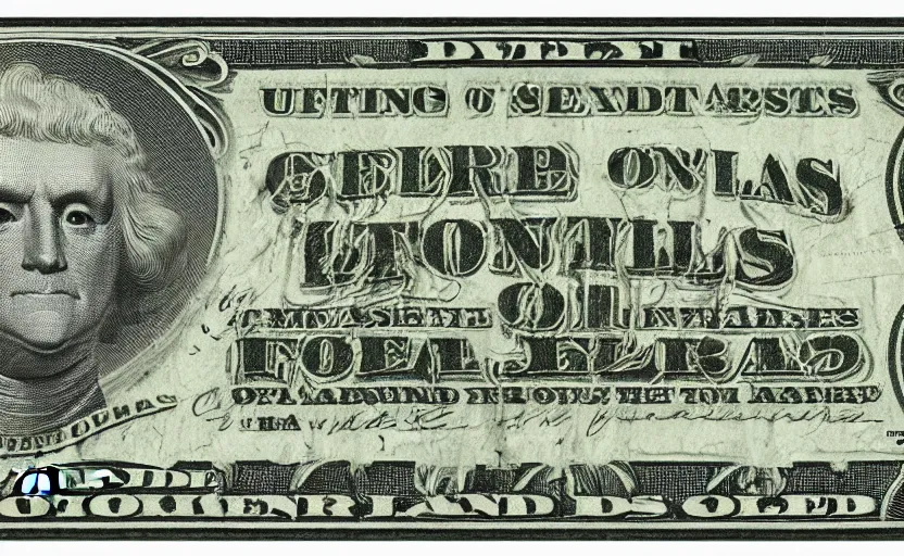 Prompt: rectangular photograph of two dollar u. s. currency note featuring thomas jefferson