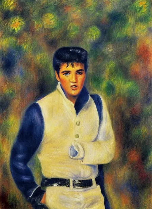 Image similar to oil painting of elvis presley by renoir