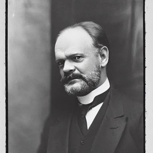 Image similar to headshot edwardian photograph of kelsey grammer, 1 9 2 0 s, sinister, evil, realistic face, 1 9 1 0 s, grainy, victorian, soft blur, by ernst haeckel