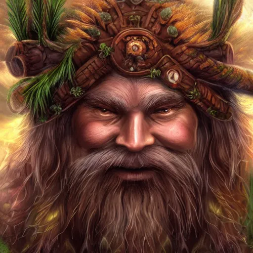 Prompt: high detail fantasy digital art of a dwarf druid, beautiful, animals, nature - 4 n