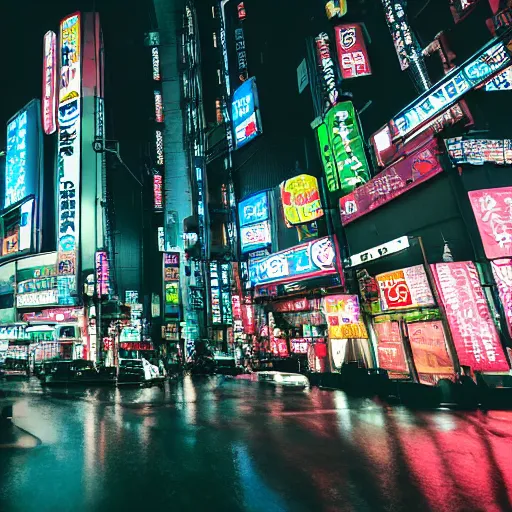Image similar to Cityscape, Hyper realistic, professional photography, Tokyo, Cyberpunk, Far Future, Sci Fi, Swampy, Neon lights