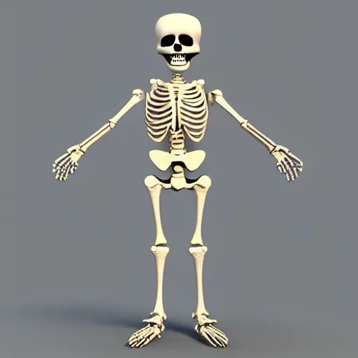 Prompt: 3 d model of dancing skeleton cha - cha. phong shader.