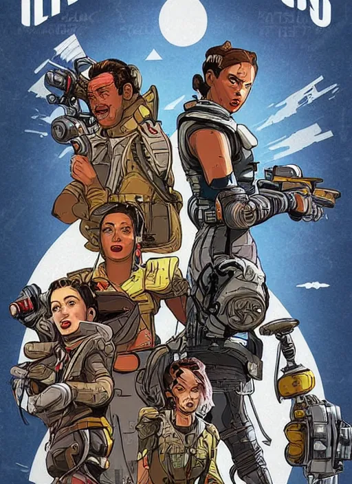 Prompt: apex legends in 1 9 5 0 s sci - fi movie poster, retrofuturism, highly detailed,