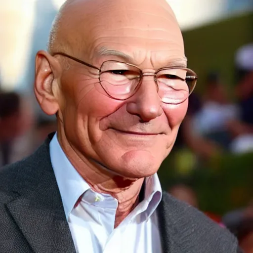 Prompt: patrick stewart with a sick mullet