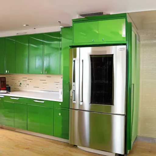 Image similar to green refrigerator floating