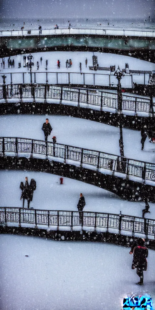 Prompt: venice beach in the snow, photograph,