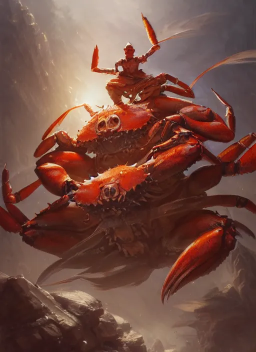 Image similar to crab samurai, subsurface scattering, by jesper ejsing, justin gerard, tomasz alen kopera, cgsociety and fenghua zhong, highly detailed, rim light, cinematic lighting, illustration, art, octane render, very coherent, cinematic, hyper realism, high detail, octane render, 8 k