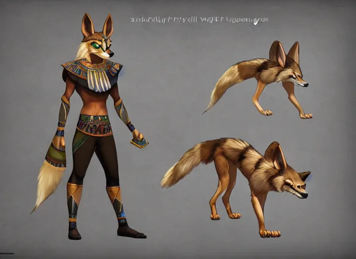 Image similar to hd fullbody egyptian wolf character design of a egyptian wolf. egyptian wolf deviantart adoptable, deviantart species style of maple story and zootopia, artgerm, studio lighting by jessica rossier and brian froud, traditional, artstationhd artstation, zootopia, hq textures