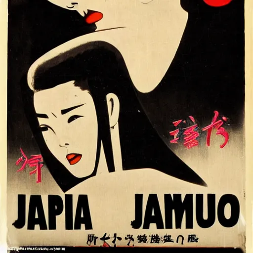 Image similar to 1 9 5 0 s movie poster for a japanese horror film about a vampire,