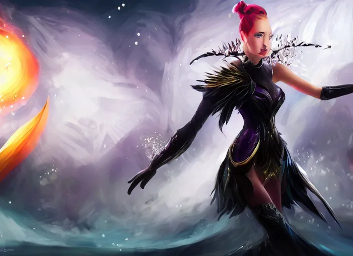 Image similar to champion splashart of a black swan