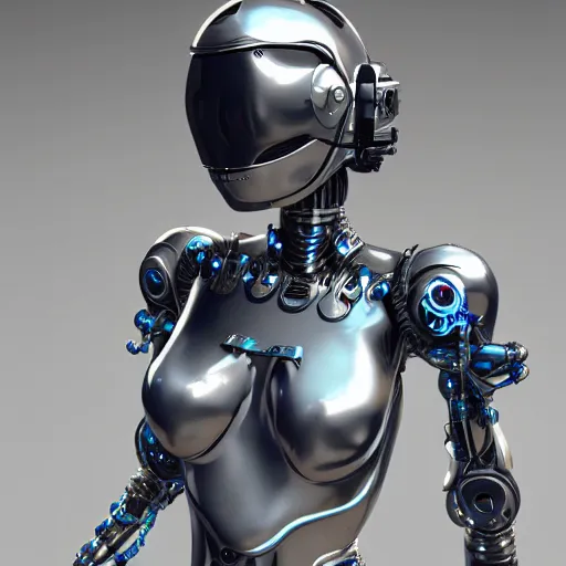 Image similar to a beautiful woman wearing robot suit with wires and light, highly detailed, photorealistic, artstation, smooth