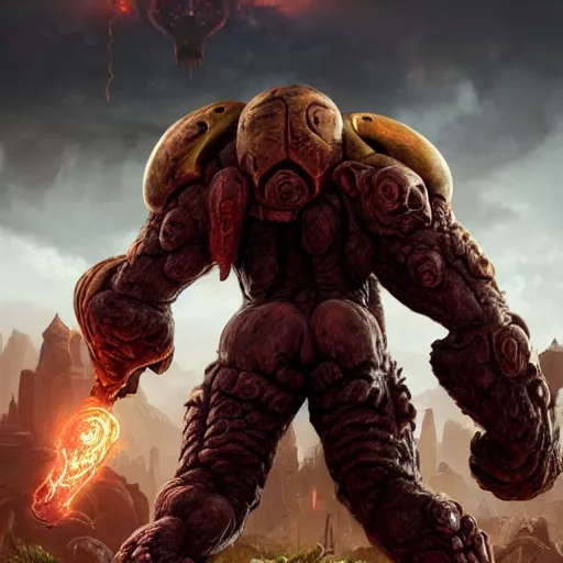 Prompt: sturdy monster from doom eternal