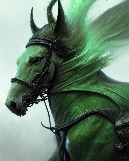 Image similar to concept art by artgerm, pestilence of the four horsemen of the apocalypse, soft green natural light, intricate, hooded death riding a horse, highly detailed dark art, digital painting, artstation, concept art, smooth, sharp focus, illustration, art by greg rutkowski and luis rollo and uang guangjian and gil elvgren, symmetry!